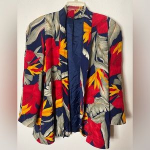 Vintage 80's SILK Y.LE.V Vivid Multicolor Silk Abstract jacket L
